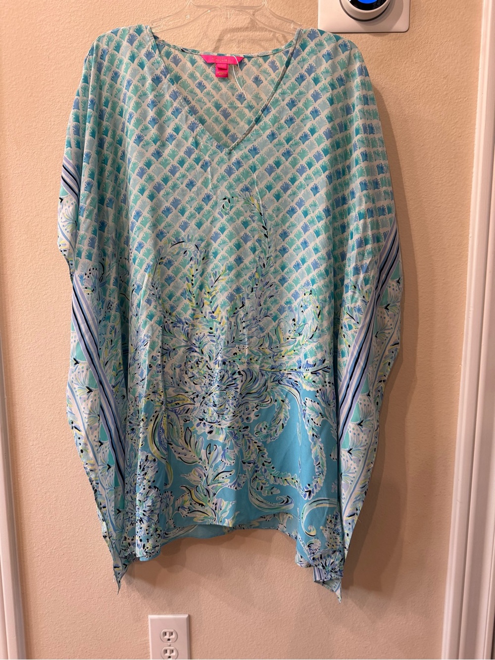 Light Blue Printed V-Neck Women’s Swim Coverup - Picture 5 of 9